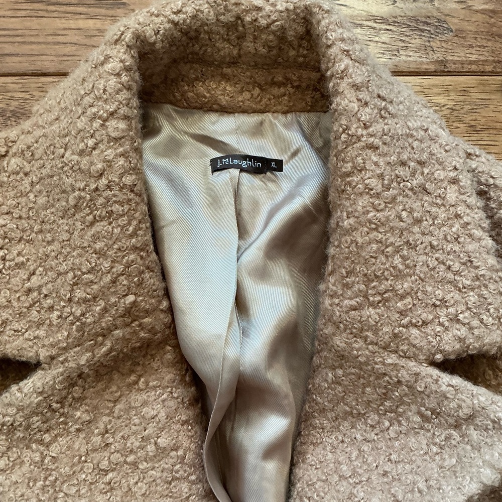 J. McLaughlin Camel Brown Long Teddy Fuzzy Coat, XL - Picture 8 of 10